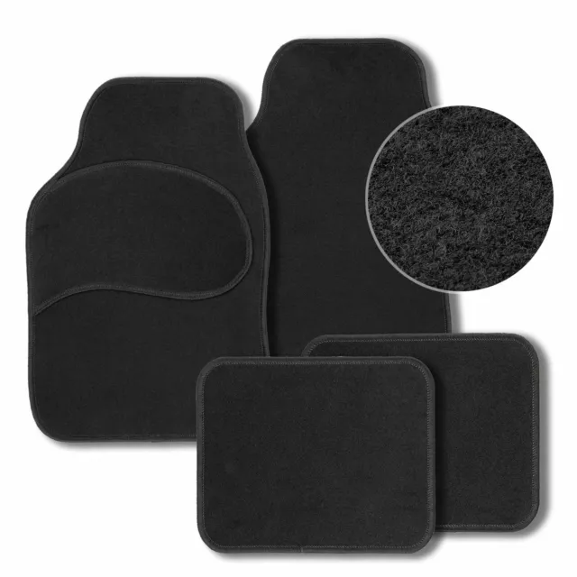 Universal Alfombras de Auto Coche Alfombra Footstep Terciopelo 4-teilig Negro 3