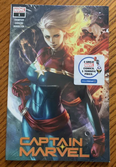 Captain Marvel #1 Artgerm Walmart Exclusive Long Hair Variant Sealed 3 Pack