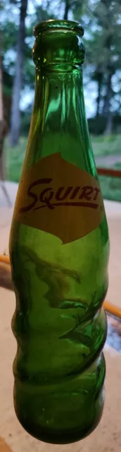 Vintage Squirt Green Glass Soda Pop Bottle Twist Never An After-Thirst 12 Ounce