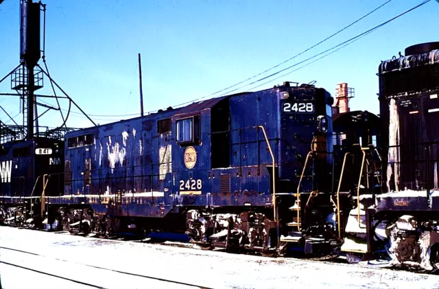 Original Kodachrome Slide Norfolk & Western Gp-7  #2428 Melvindale Mi 1/17/82