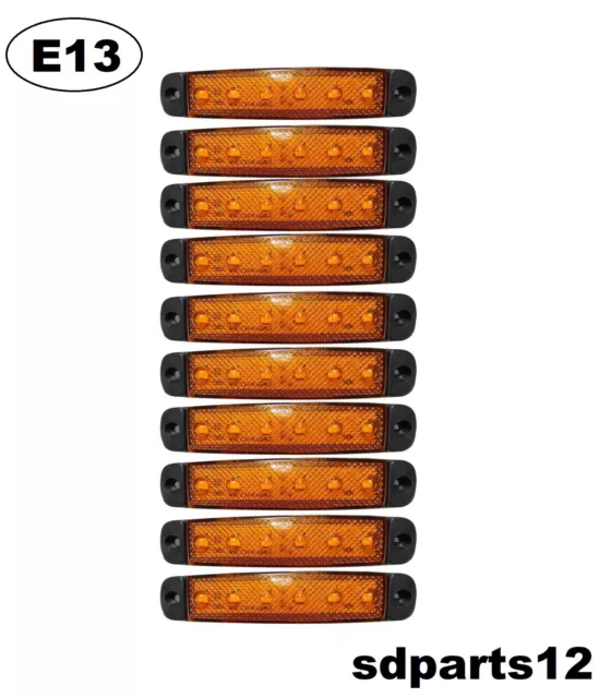 10 X 12v Orange Smd 6 Led Feux De Gabarit Camion Caravane Chassis Remorque