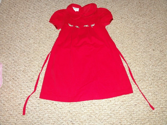 Girls Small 5 Red Corduroy Short Sleeve Holiday Valentine Dress By Samantha Says