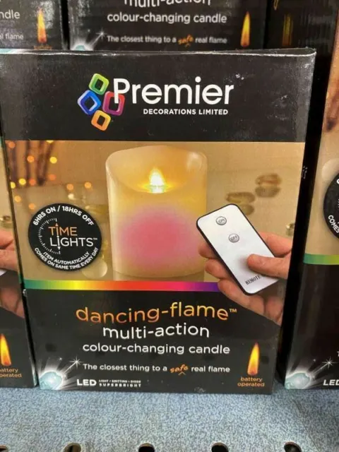Dancing Flame Candle / Real Wax / Battery Operated /Remote/Multi-coloured 13cm