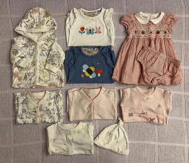 Next Baby Girl Up To 1 Month Bundle Sleepsuits Babygrows Hoodie With Ears Dress