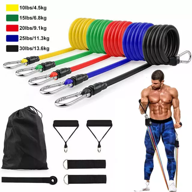 11tlg Fitnessbänder Widerstandsbänder Resistance Bands Expander Set Yoga Sport