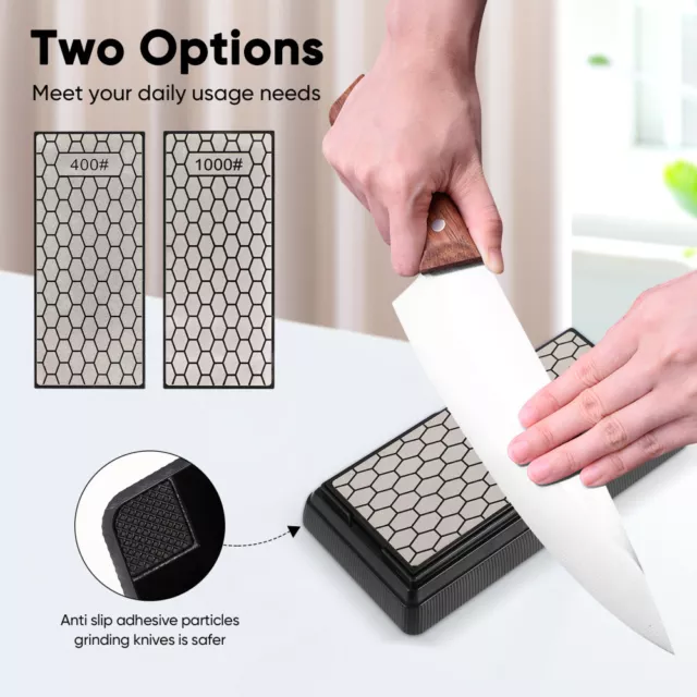 Double Sided Diamond Sharpening Stone Grind Kitchen Knife Sharpener Whetstone