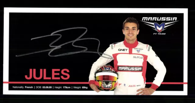 Jules Bianchi +2015 Formula 1 2013-14 Autograph Card Original Signed + G 40556