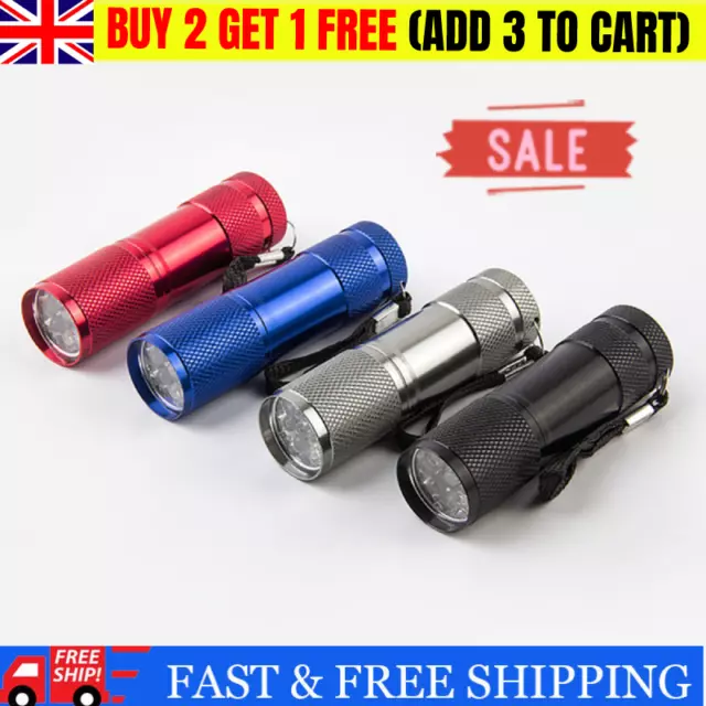 Super Bright Mini 9 LED Bulb Pocket Torches Small Keyring Torch Flashlight UK