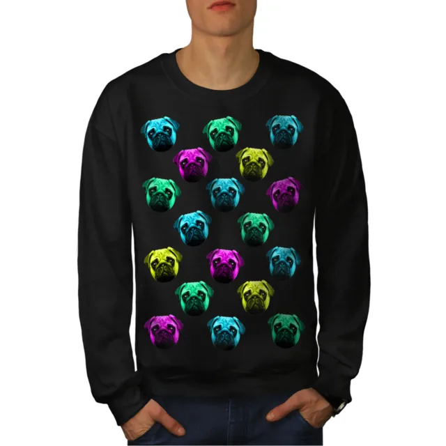 Wellcoda Pug Head Animal Funny Dog Mens Sweatshirt, Dog Casual Pullover Jumper