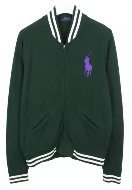 Polo Ralph Lauren Sweat Homme Grand Fermeture Éclair Bomber Col Poches Vert