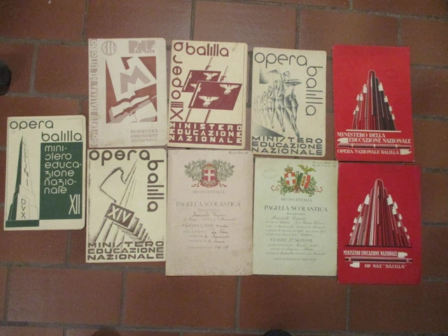 Pagelle P.n.f. Partito Nazionale Fascista Opera Balilla Regno D'italia Anni '30