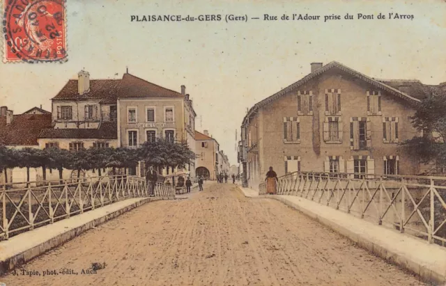 CPA 32 PLAISANCE DU GERS RUE DE L'ADOUR PRISE DU PONT DE L'ARROS (cpa glacée)