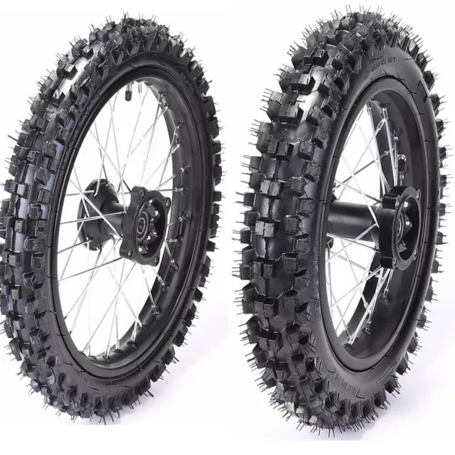 Rear 80/100-12 Front 60/100-14 Tire Rim Wheel Disc Pit Bike CRF50 SSR110 125cc