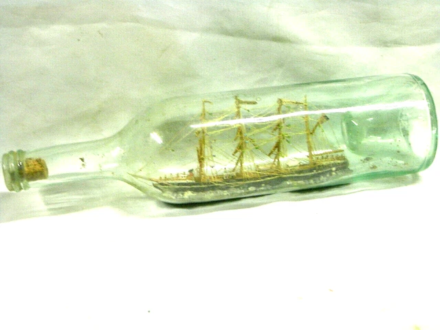 Bateau En Bouteille Verre - Voilier Vintage Marine - Objet Décoratif Naval