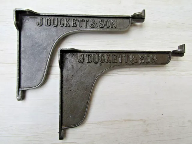 PAIR of 9" J DUCKETT & SON LIPPED Cast Iron Vintage shelf Bracket wall mounted