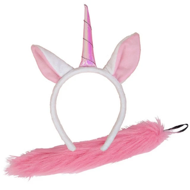 Adulto/Bambino Unicorn Orecchie e Coda Set Fascia Accessorio Costume