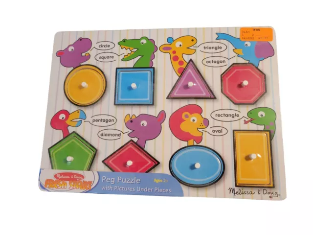 Melissa & Doug Peg Puzzle Shapes Fresh Start New Kids Toddler Learning Toy