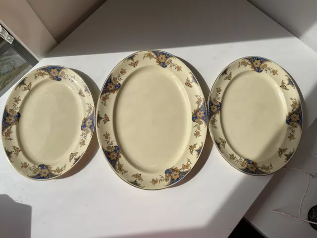 Set Of 3 Johnson Brothers Victorian England Oval Serving Platters Vintage