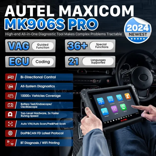 Autel MaxiCOM MK906 PRO Scanner, 2024 ECU Coding 3000+ Bidirectional Scan Tool 2