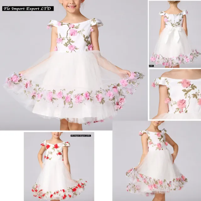 Vestito Bambina Abito Cerimonia Rose Girl Party Roses Princess Dress CDR061