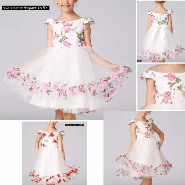 Vestito Bambina Abito Cerimonia Rose Girl Party Roses Princess Dress CDR061