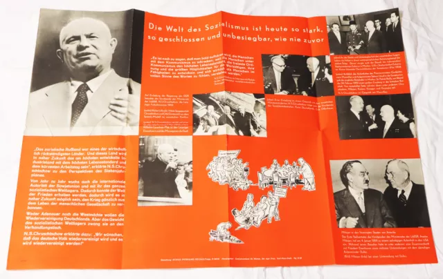 Orig. DEWAG Dessau Propaganda Plakat Poster DDR Sozialismus Chruschtschow 1959