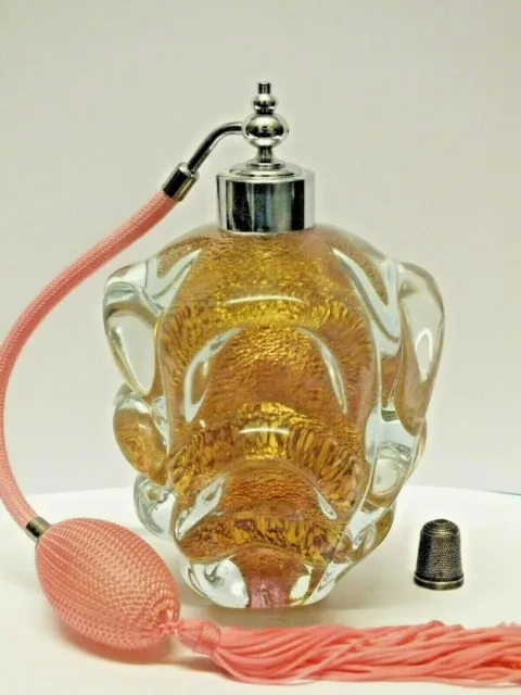 1950s Pustetto & Zanetti 3 Piece Powdered Gold Murano Glass Perfume Bottle Set 3