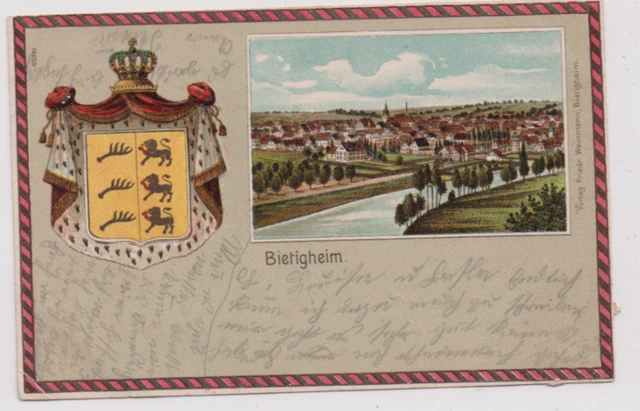 AK von Bietigheim Gesatmansicht als Wappenkarte postalisch gelaufen