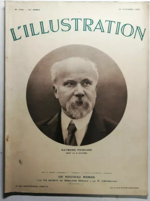 #13 revue l'illustration N4781 20 octobre 1934 Raymond Poincaré