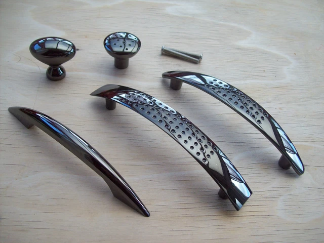 1x POLISHED BLACK NICKEL KITCHEN CABINET CUPBOARD DRAWER PULL HANDLES AND KNOBS