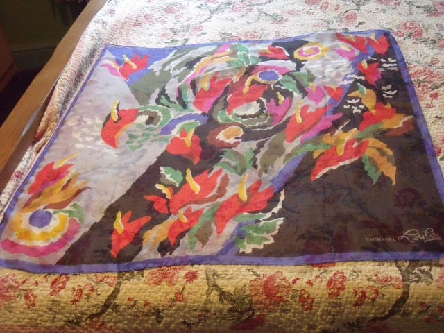 Sciarpa vintage Cacharel Lou Lou, design floreale brillante