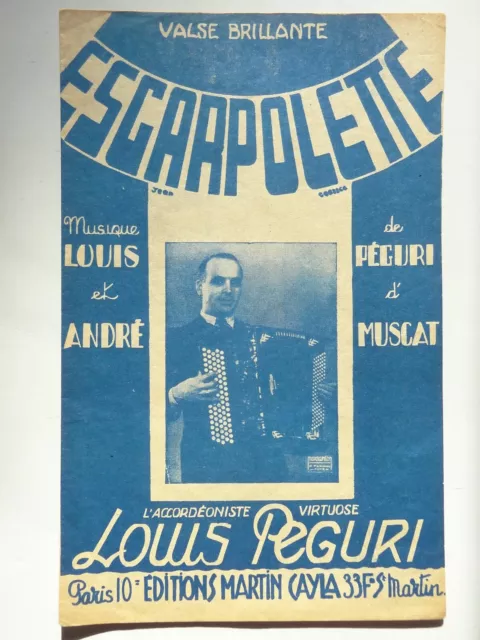 Partition Escarpolette accordéon Louis Peguri André Muscat circa 1950 piano