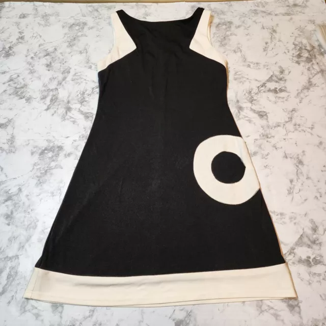 2000s vintage city triangles black and white sleeveless mini dress