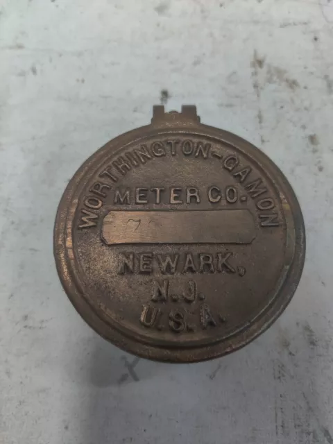 Vintage Brass Water Meter Cap Worthington Gamon Newark NJ