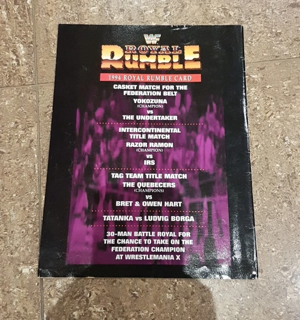 Royal Rumble Program Book WWF WWE ROYAL Rumble 1994 Event Program Magazine Bret Hart Razor ...