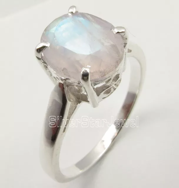 925 Stamped Solid Silver RAINBOW MOONSTONE INEXPENSIVE Cast Ring Any Size UNISEX