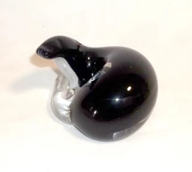 Vintage Langham Glass Otter Figurine/Paperweight, Dark Brown-Black