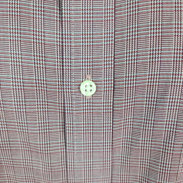 Nordstrom Shirt 17 34/35 Trim Fit Wrinkle Free Dark Red Plaid Check BButton Up 3