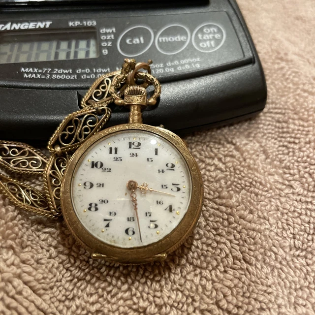 Montre Gousset Ancienne Chronomètre Plaqué Or - Mouvement Mécanique - Homme - Ne Fonctionne Pas