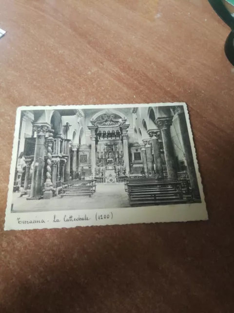 Cartolina Terracina La Cattedrale Interno Vg 1936 Formato Grande