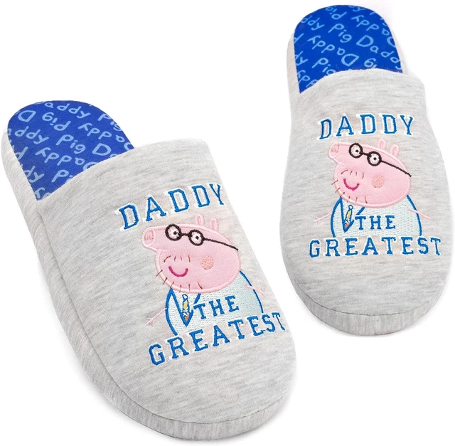 Peppa Pig Slippers Mens Adults Daddy Gift Slip On House Shoes