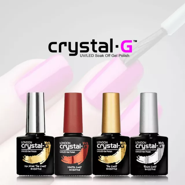 Crystal-G Uk Top Coat & Base Coat Set Uv Led Soak Off Gel Nail Polish Free  Post