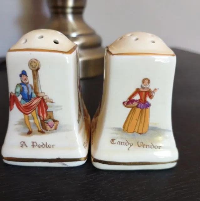 Vintage Royal Winton Grimwades Old English Markets Salt and Pepper Shakers