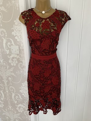 LIPSY Lace Embroidered Midi Wiggle DRESS SIZE 12 BNWT -