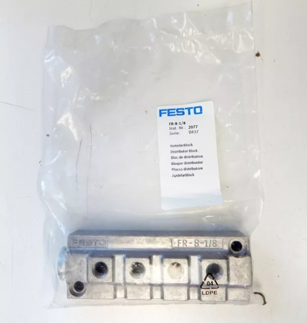 Festo FR-8-1/8 n.:2077 blocco distribuzione / blocco distributore - inutilizzato - in IMBALLO ORIGINALE