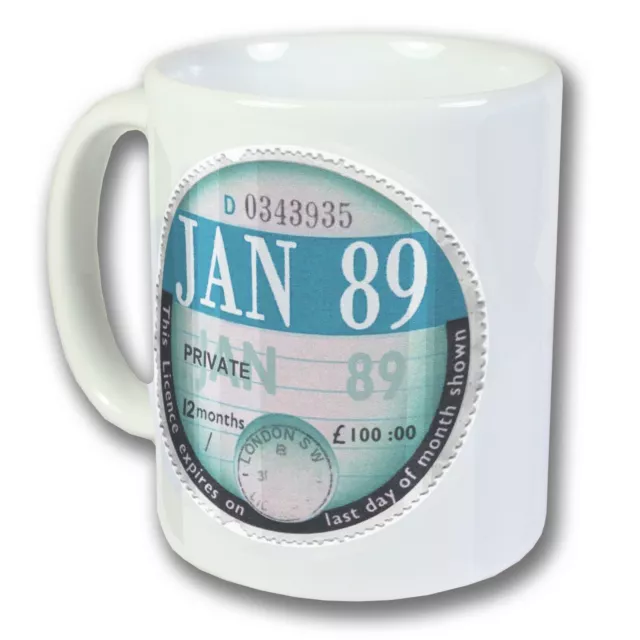 Birthday Mug Retro Tax Disc 1989 select month on Listing January - December