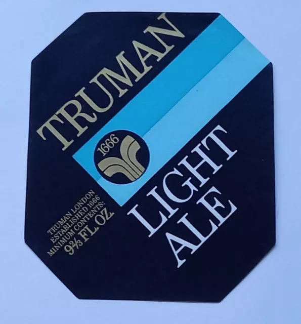 Truman - Light Ale - 9 2/3 Fl oz - Vintage Beer Label