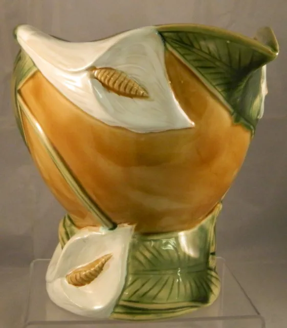 VINTAGE CERAMIC POTTERY Calla Lily Footed Botanical Pitcher / Planter 6 ...