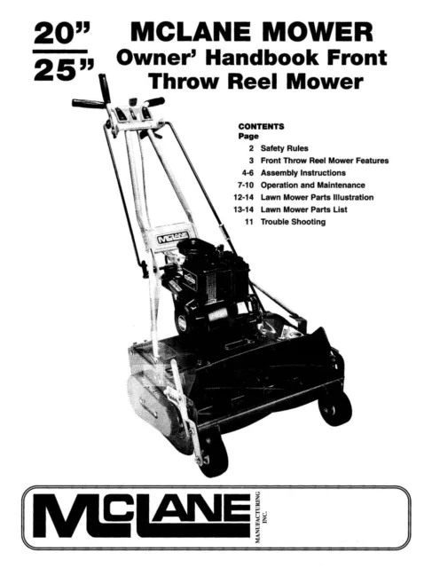 MCLANE 20 REEL Mower Grass Catcher Front Throw Lawnmower LOCAL