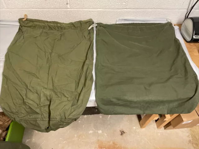 US Army BARRACKS BAG OD Green Cotton Laundry Sack Military Green Lot x2 - F